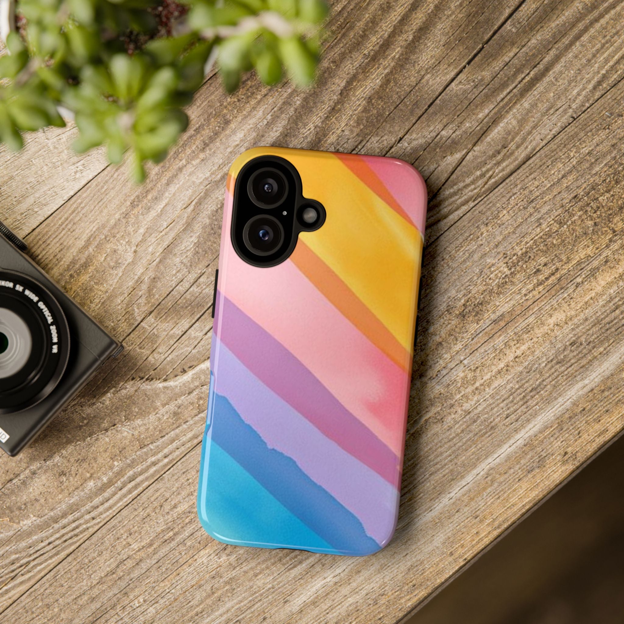 Colorful Diagonal Watercolor Tough Phone Case for iPhone