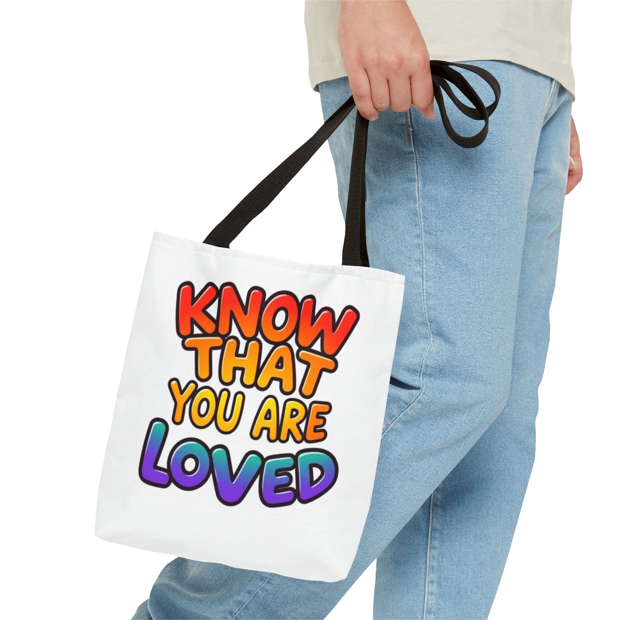 Know That You Are Loved Text Design Tote Bag