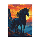 Mystical Black Unicorn Velveteen Plush Blanket