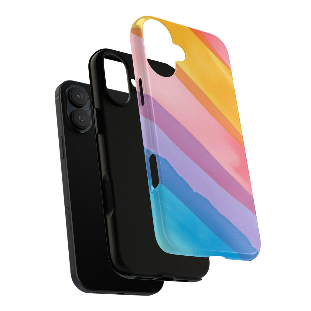 Colorful Diagonal Watercolor Tough Phone Case for iPhone