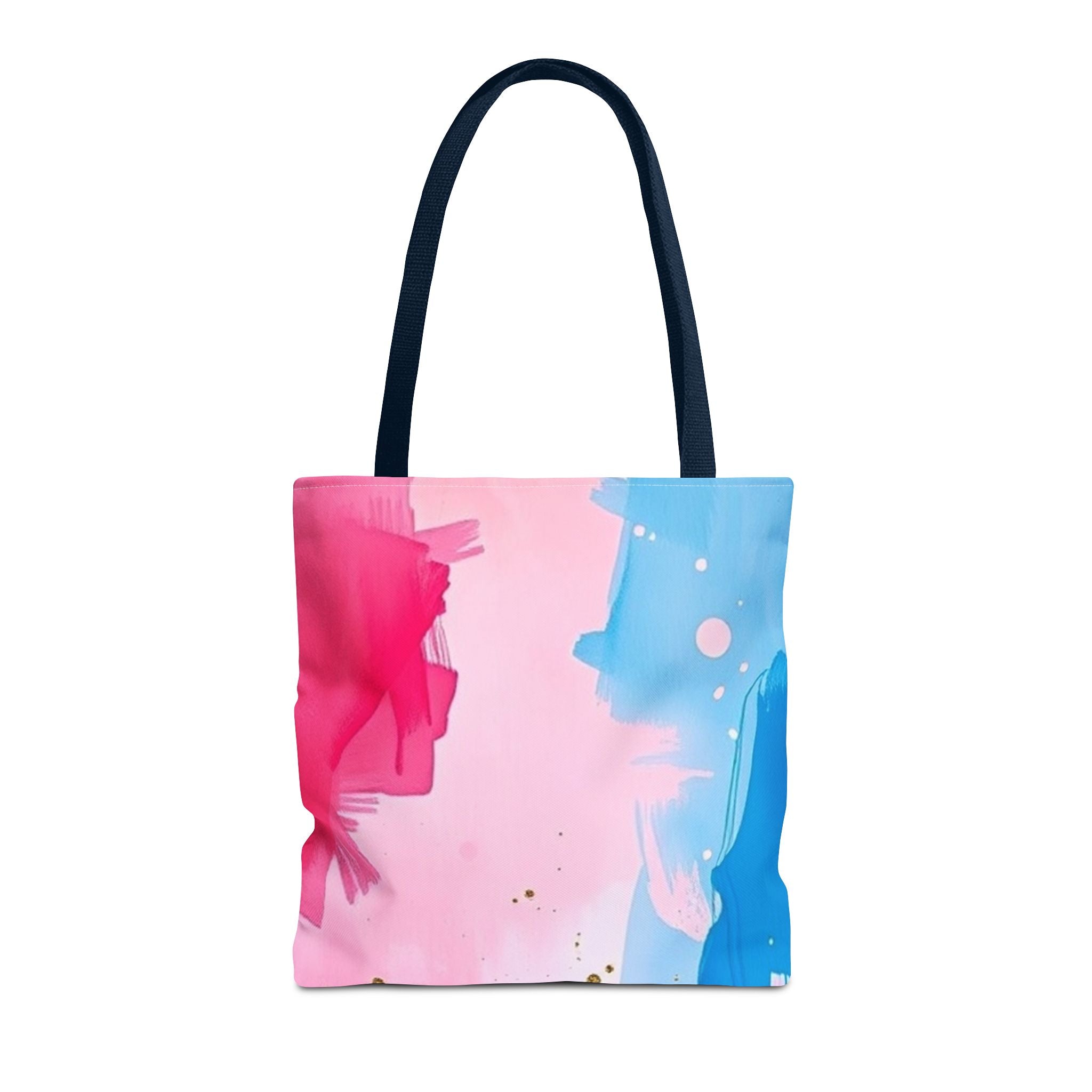 Pink, White and Blue Watercolor on Canvas Design - Tote Bag