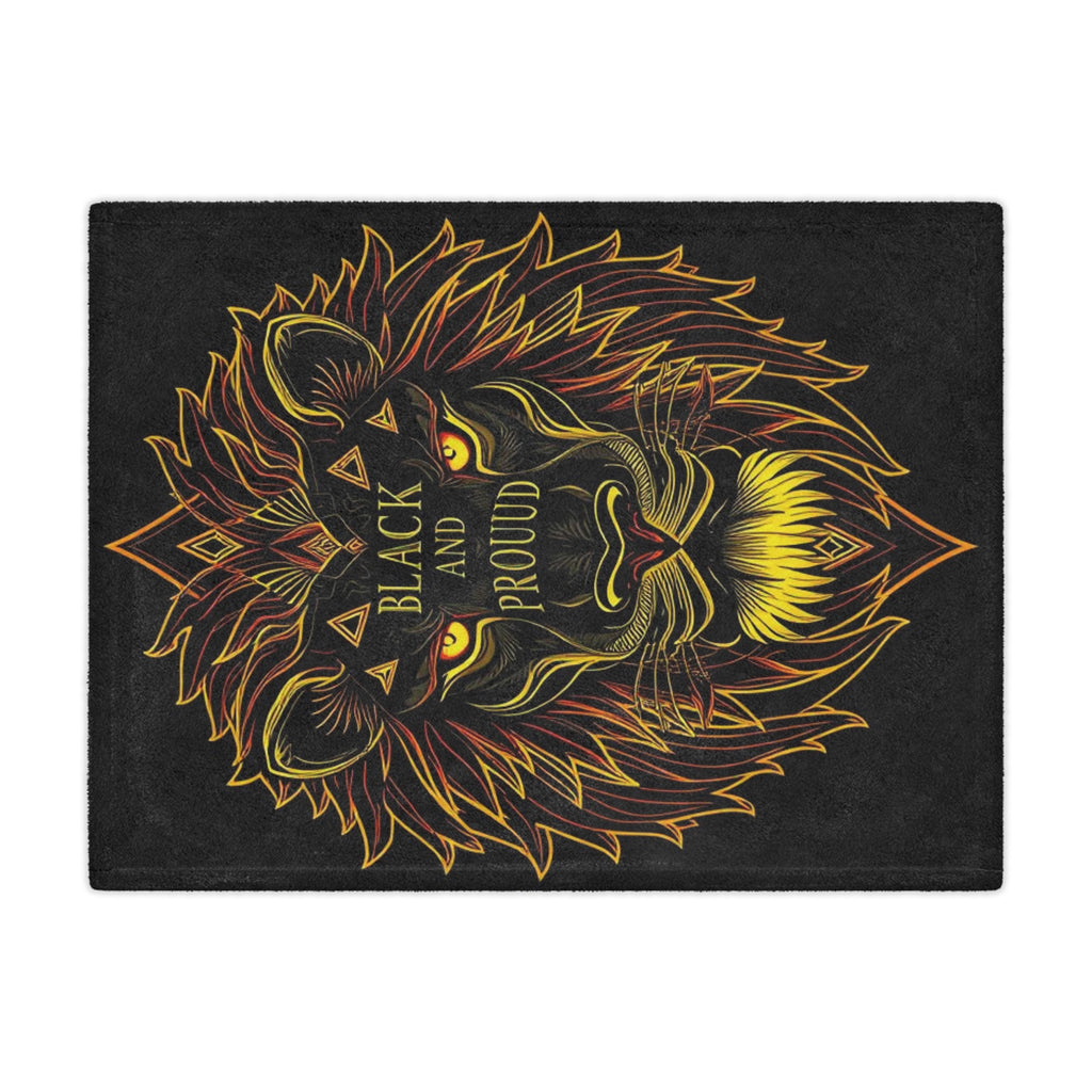 Black & Proud Lion Design Microfiber Blanket