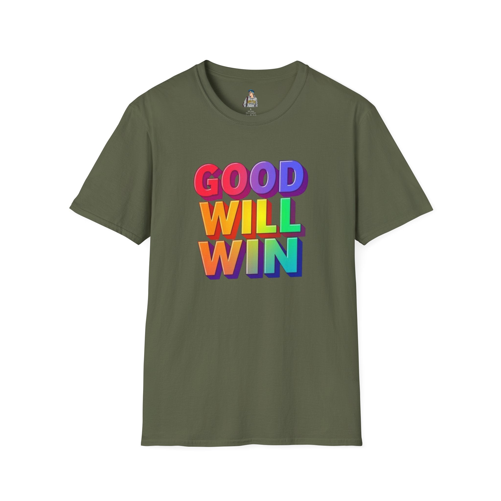 Unisex Softstyle T-Shirt - ' Rainbow Good Will Win' Positive Message Tee