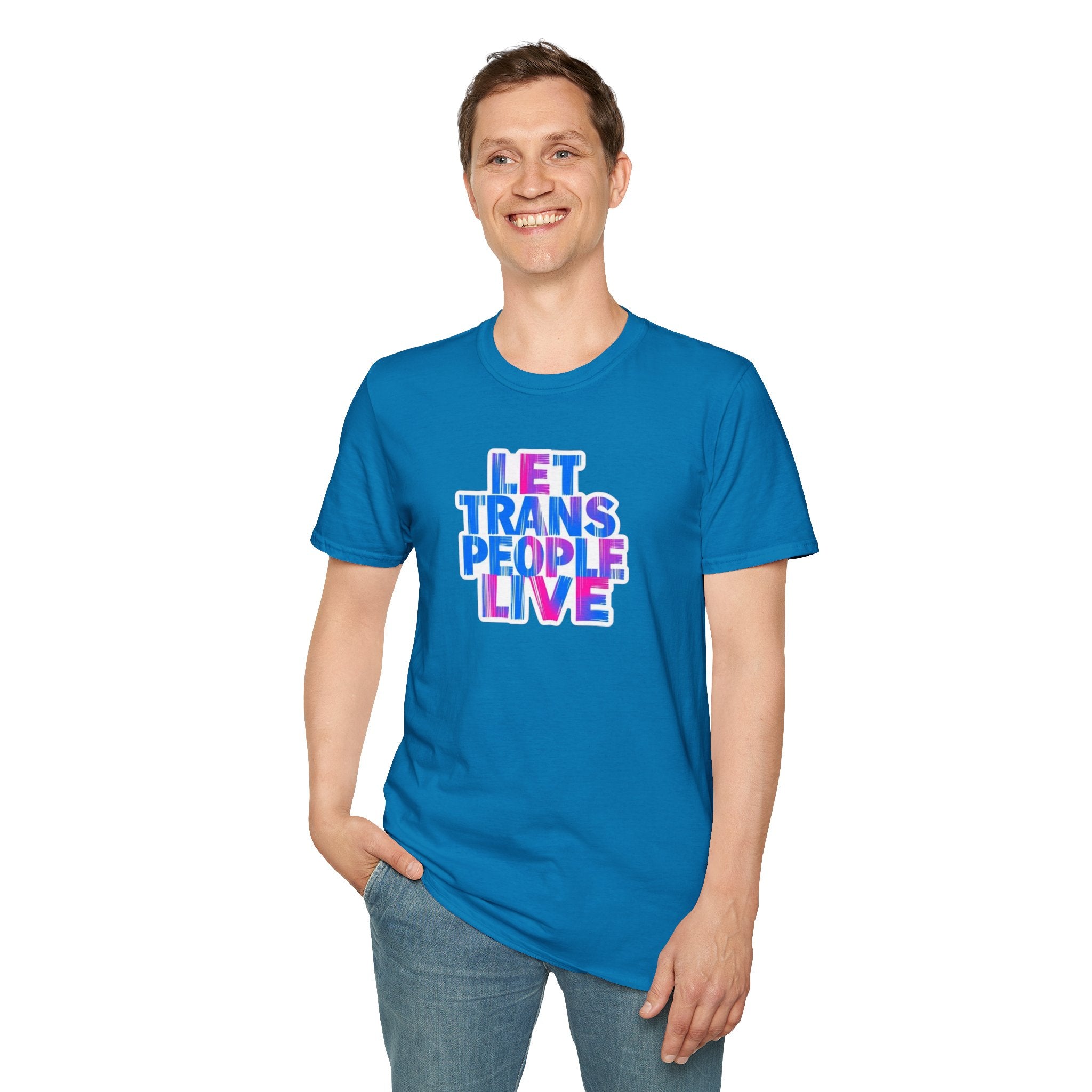 Let Trans People Live Unisex Softstyle T-Shirt - Supportive Statement Tee for LGBTQ+ Pride