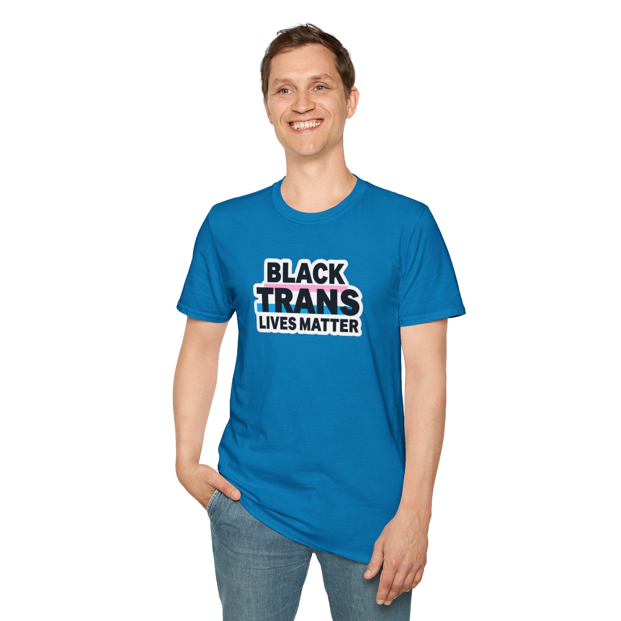 Unisex Softstyle T-Shirt - Black Trans Lives Matter Statement Tee