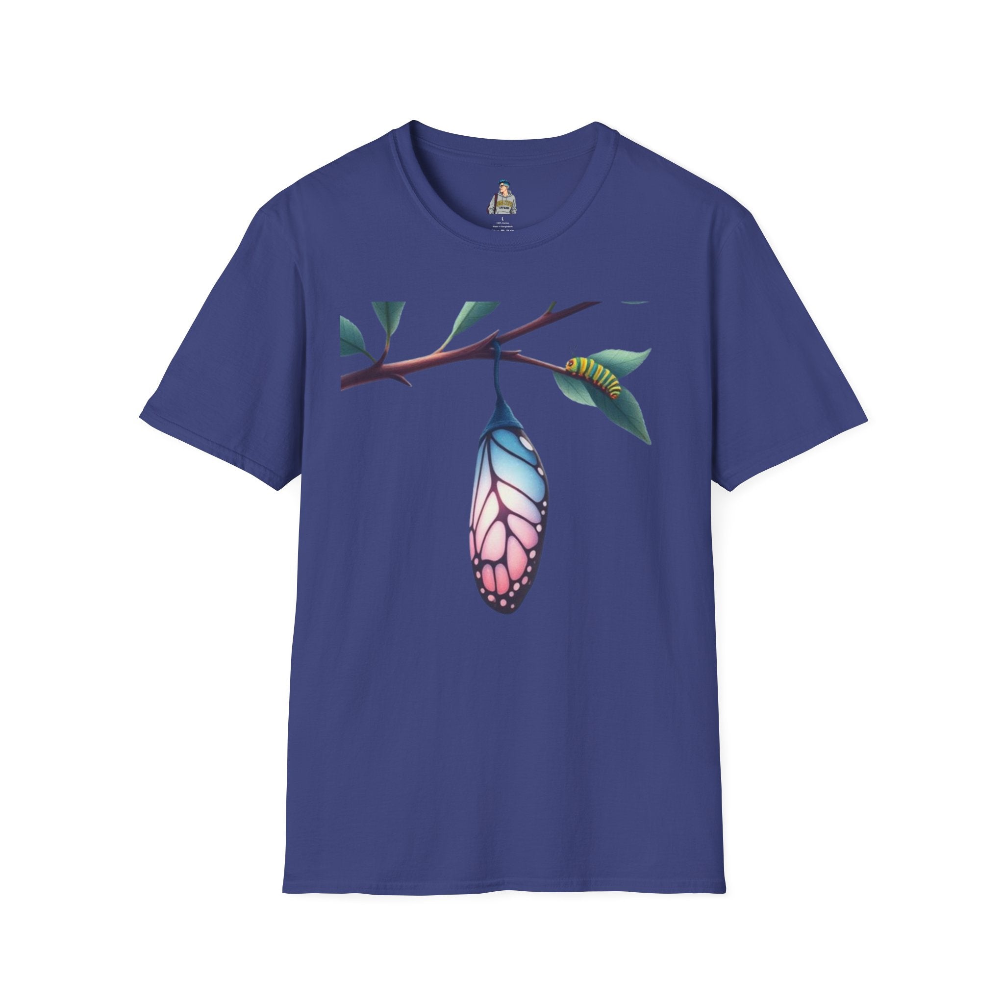 Trans Caterpillar to Butterfly Transformation T-Shirt, Unisex Graphic T-Shirt