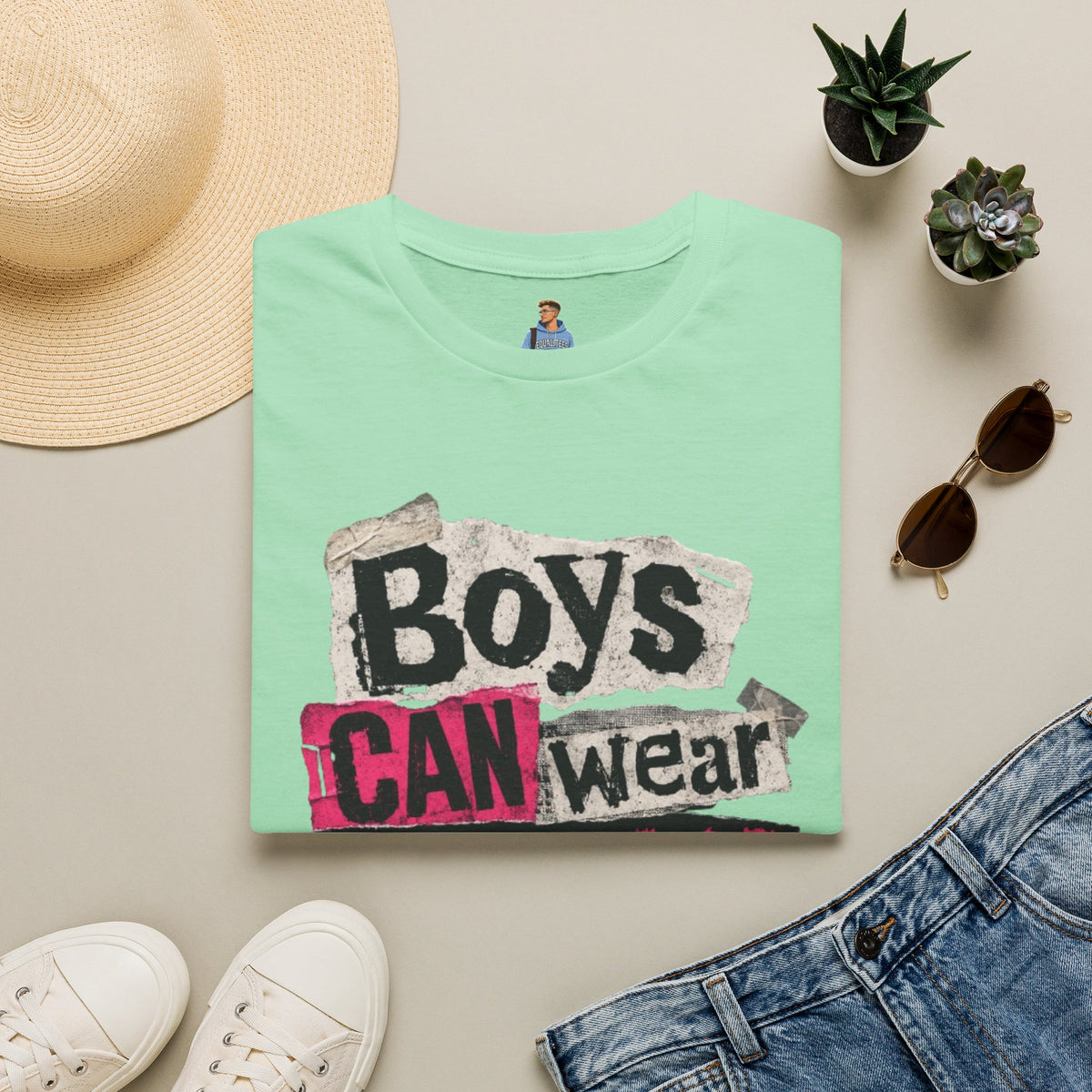Boys Can Wear Pink T-Shirt — Bold Retro Feminist Graphic Tee