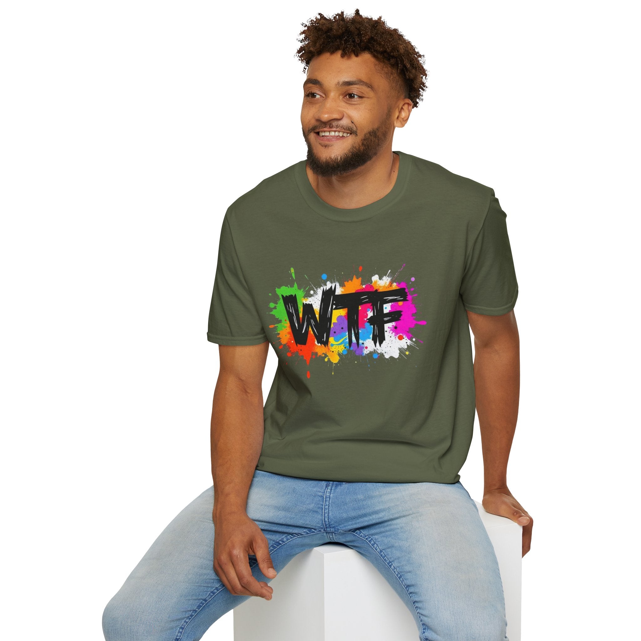 WTF Color Splash T-Shirt — Bold Rainbow Graphic Tee