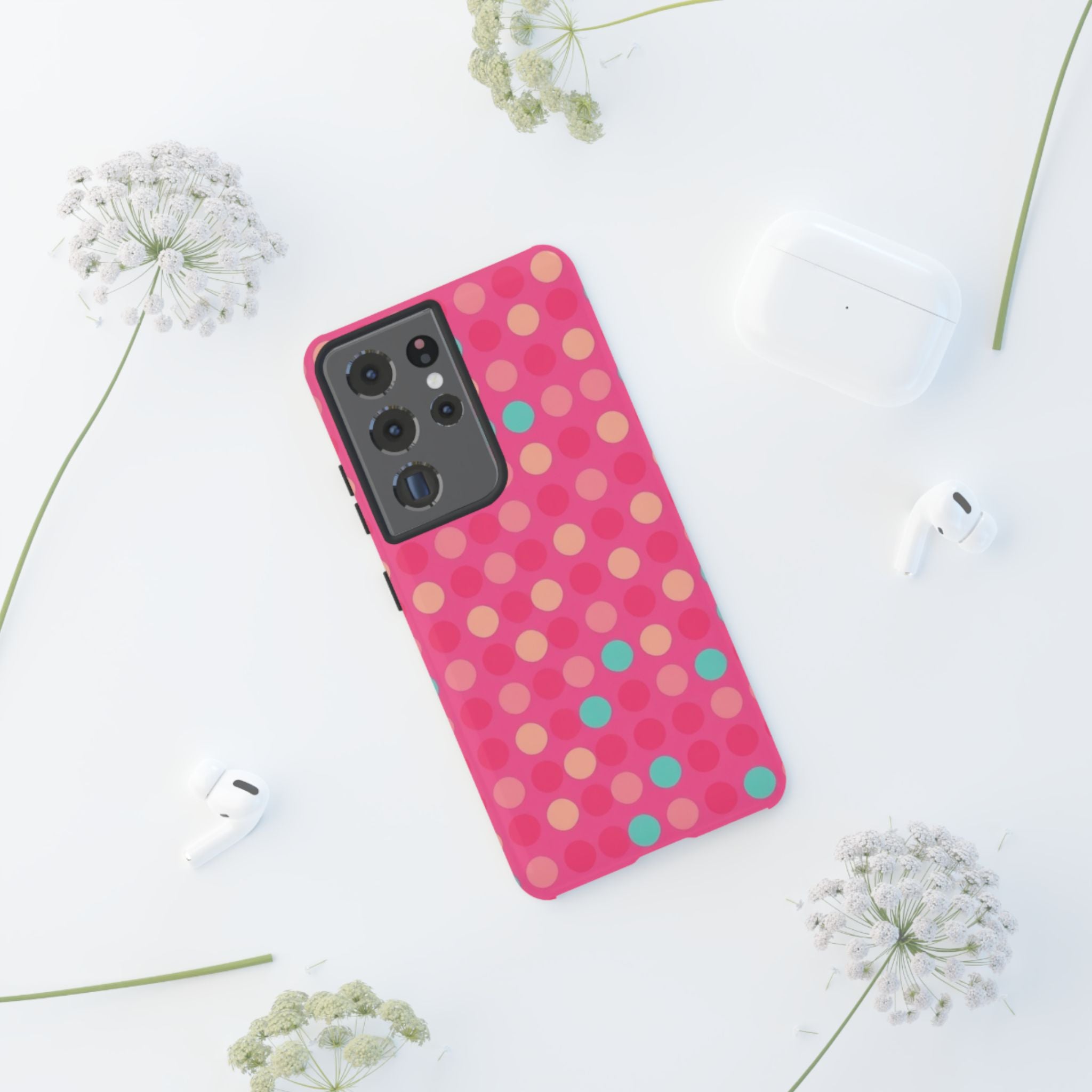 Android OR iPhone Protective Cases - Retro Polka Dots Pattern Tough Case