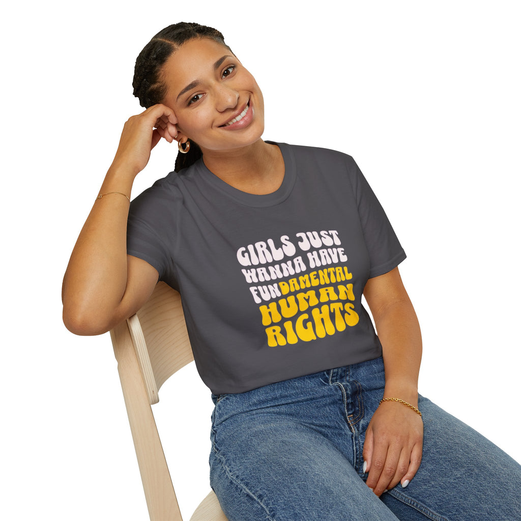 Girls Just Wanna Have Fundamental Human Rights Unisex Softstyle T-Shirt - EqualiTees.Me