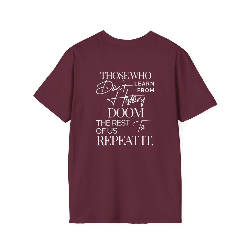 Patriotic Unisex Softstyle T-Shirt - "USA" & History Quote Design