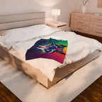 Fractal Wolf Velveteen Plush Blanket