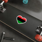 Die-Cut Stickers -  Heart design featuring Pan-African Flag Colors