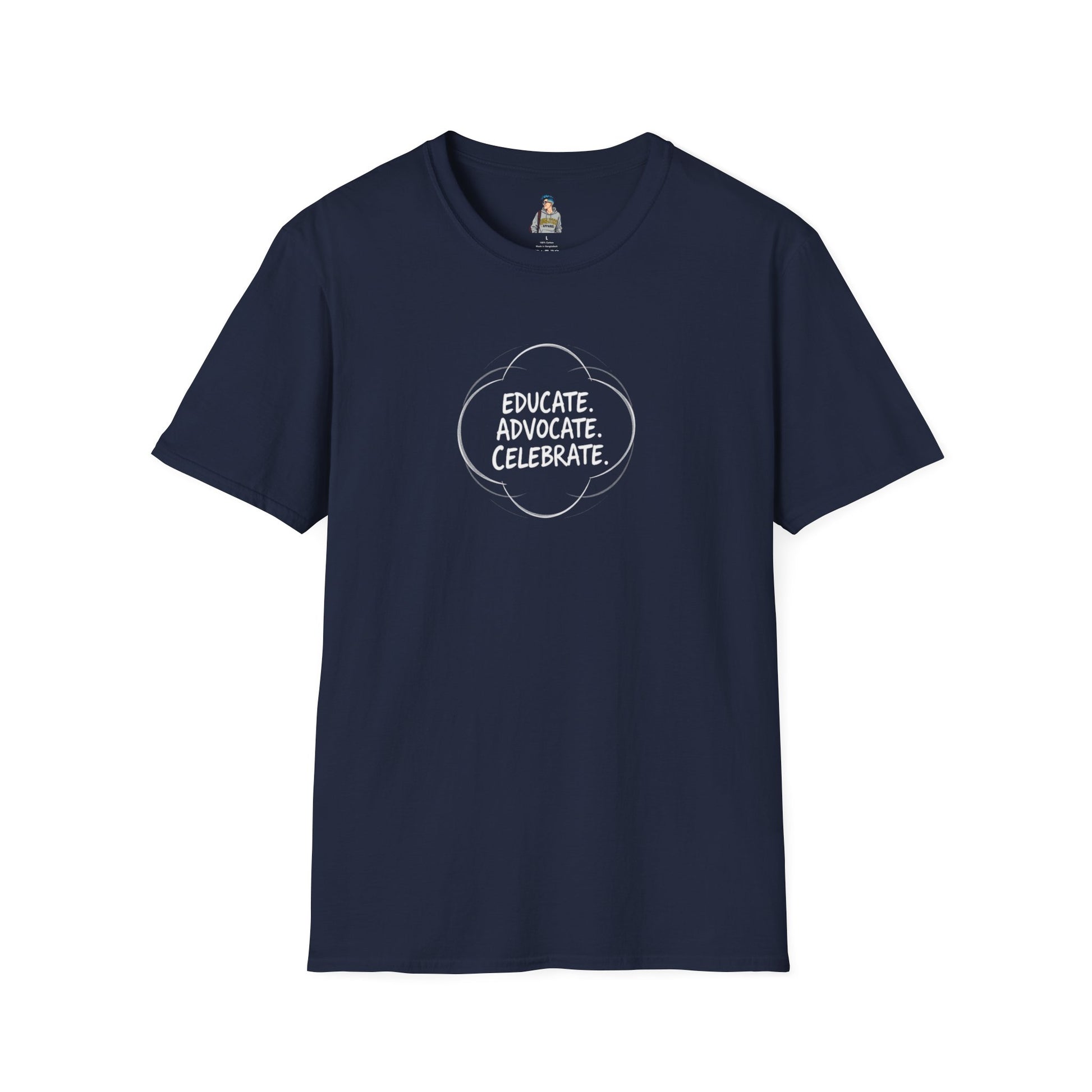 Educate. Advocate. Celebrate. Minimalist Pride T-Shirt