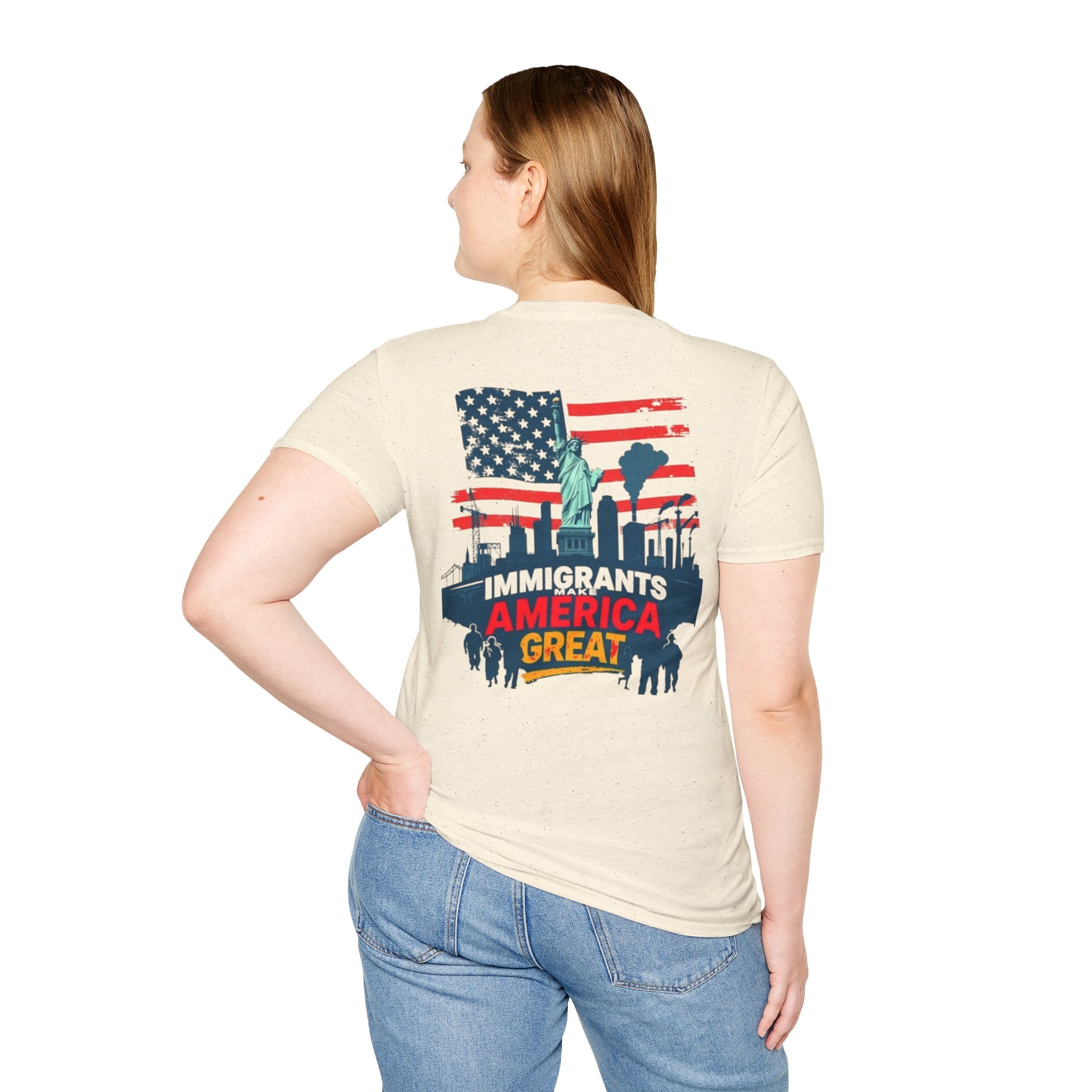 Immigrants Make America Great T-Shirt Estoy Contigo (I Am With You) Unisex Softstyle T-Shirt Classic Protest Tee