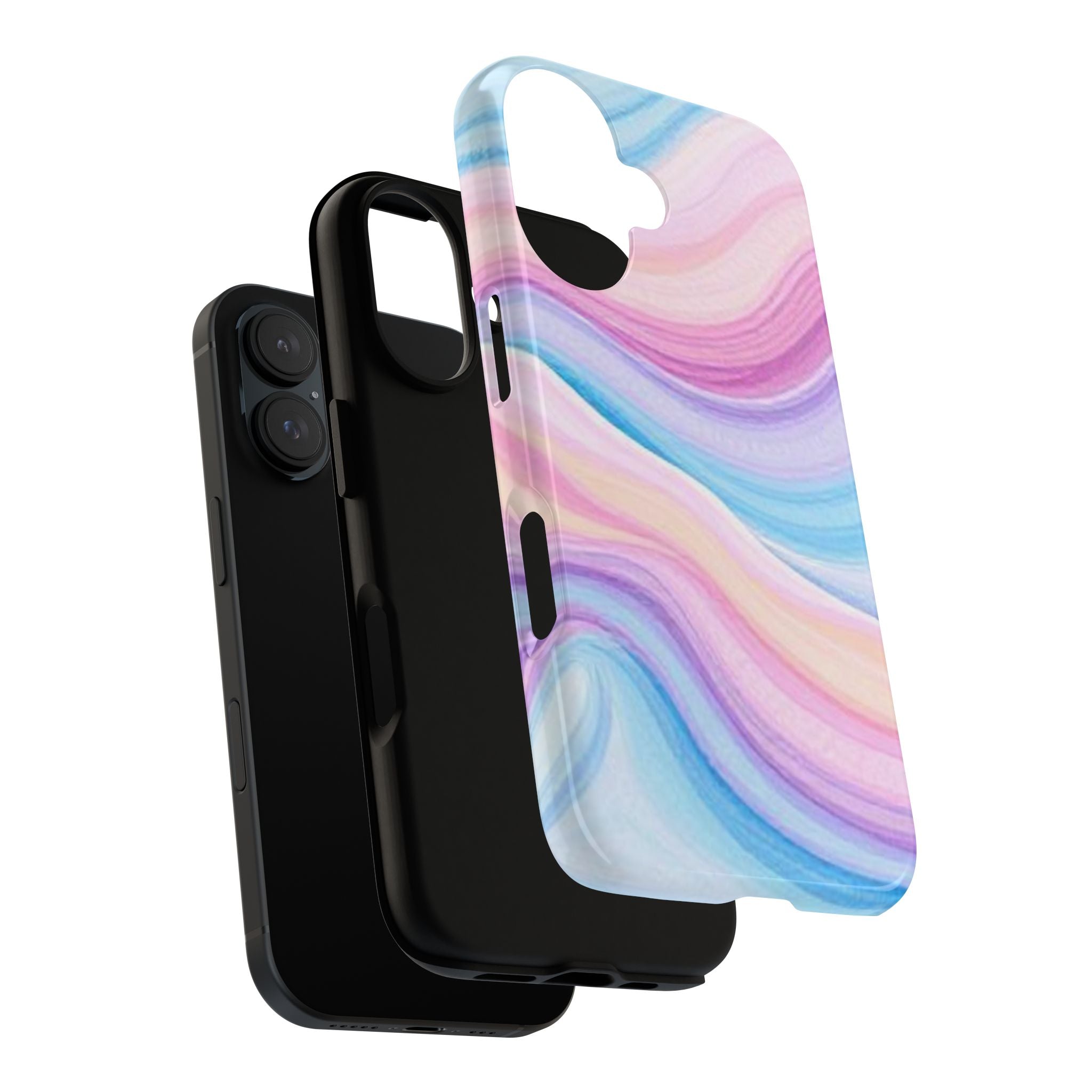 Pastel Marble Tough Phone Case iPhone — Swirled Pink & Blue Protective Cover
