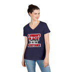 Empowering V-Neck T-Shirt - "A Woman's Place Is In The Resistance"