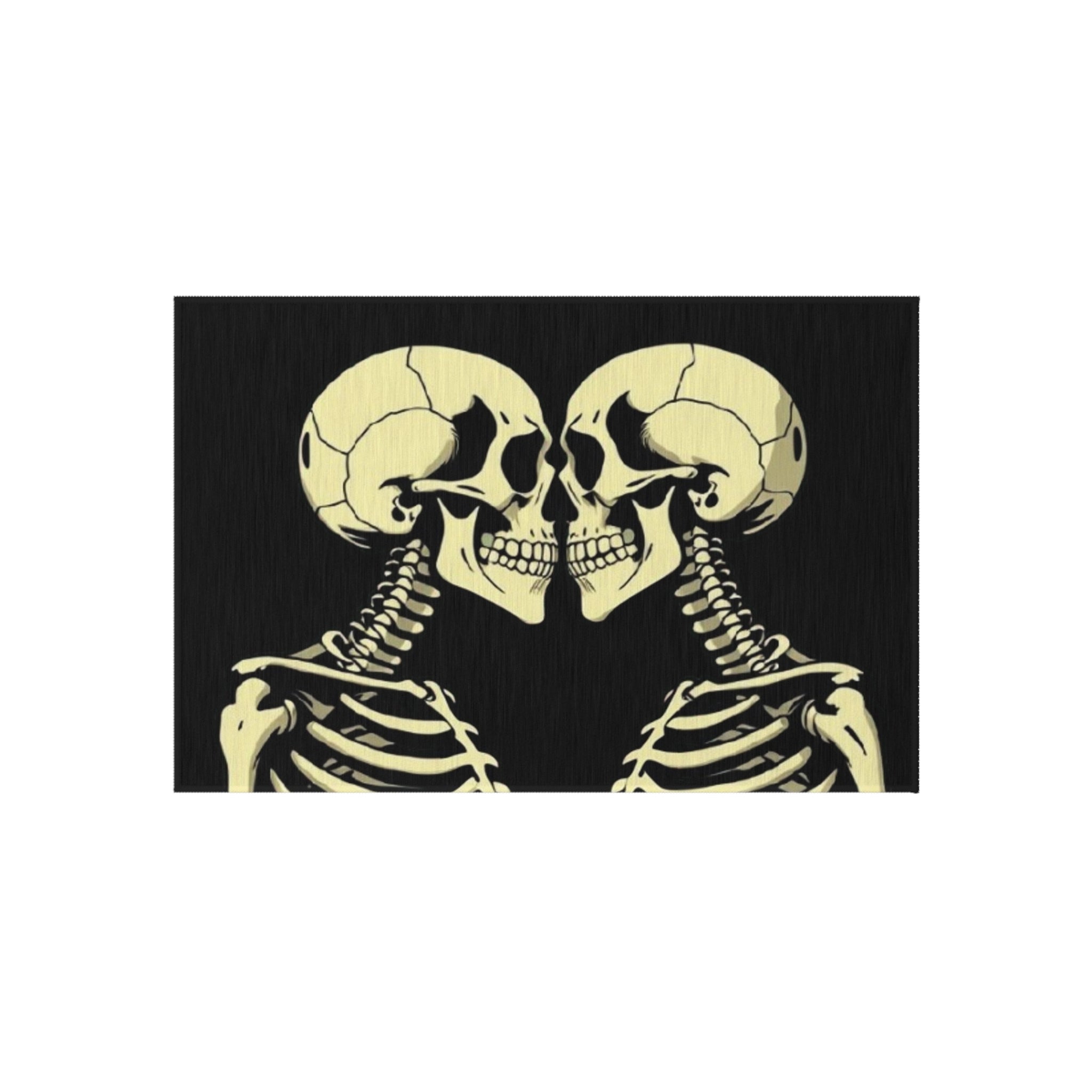 Human Skeletons Kissing Outdoor Rug - Colorful Decorative Mat for Patios & Gardens