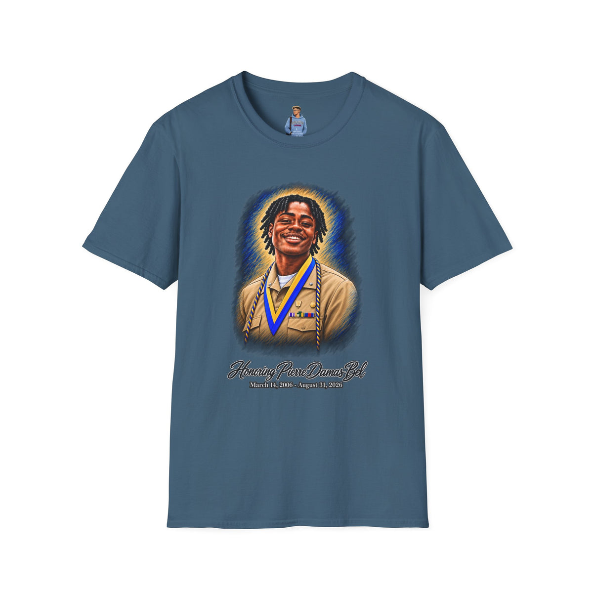 Smiling Portrait Front - In Memory of Pierre Damas Bel T-Shirt