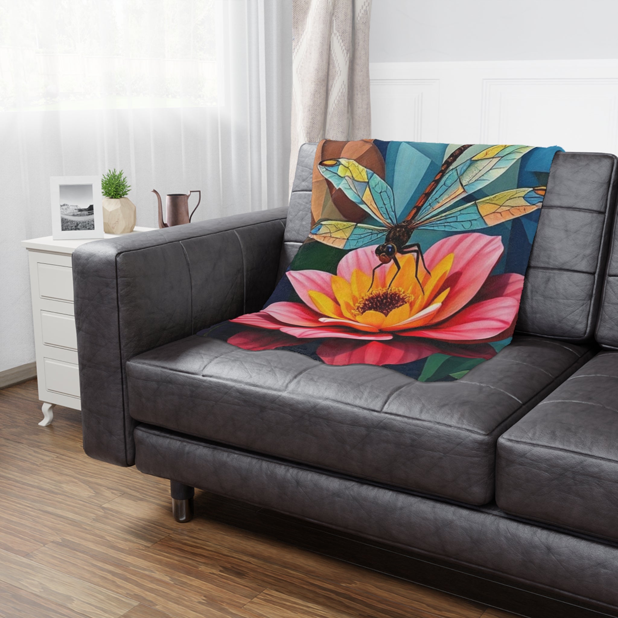 Flower & Dragonfly Microfiber Blanket