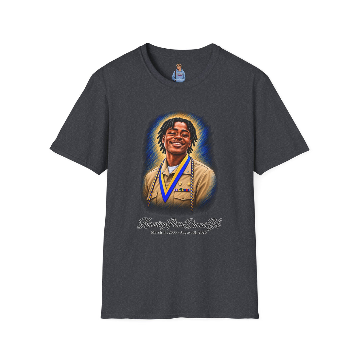 Smiling Portrait Front - In Memory of Pierre Damas Bel T-Shirt