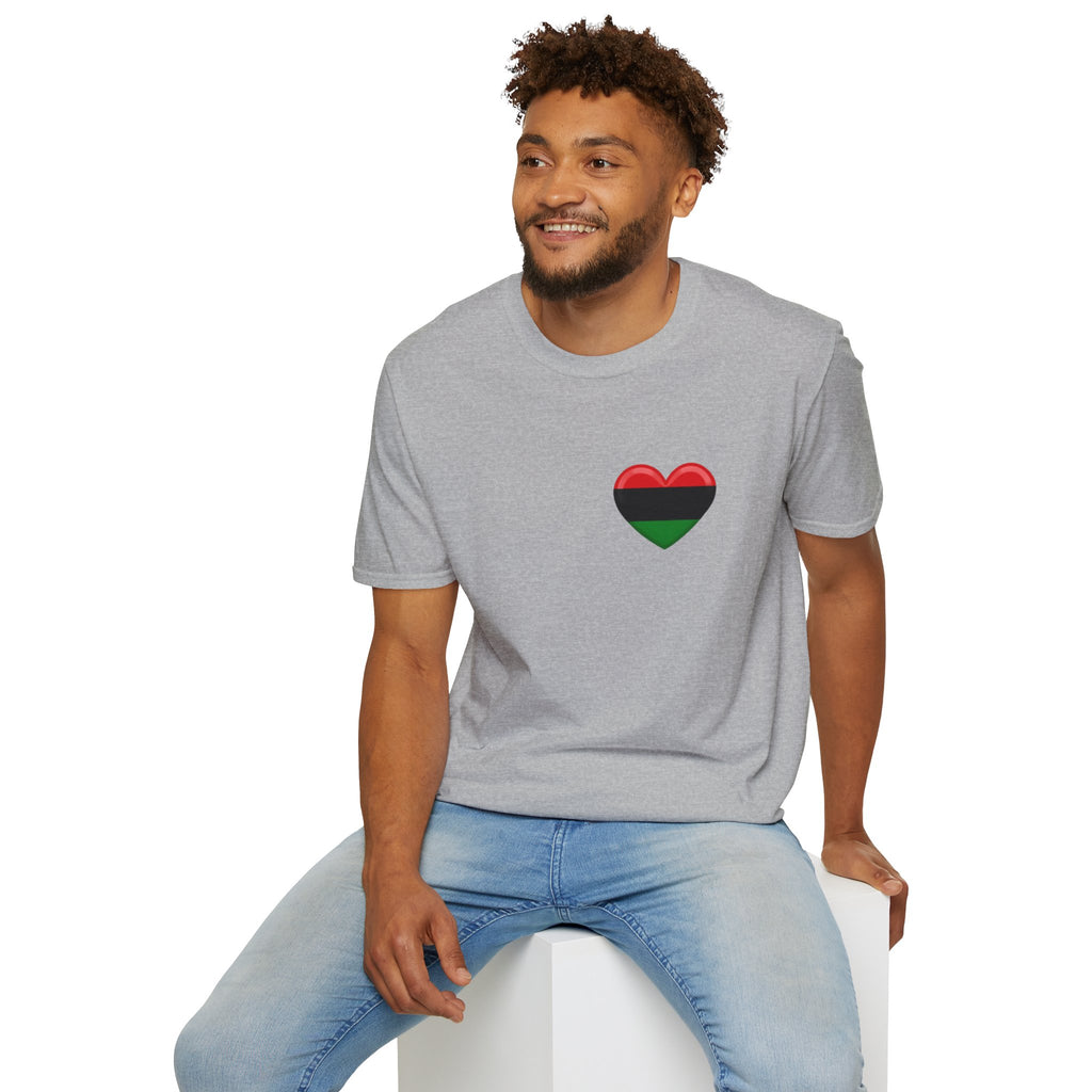 Unity and Heritage Unisex Softstyle T-Shirt with Pan-African Heart