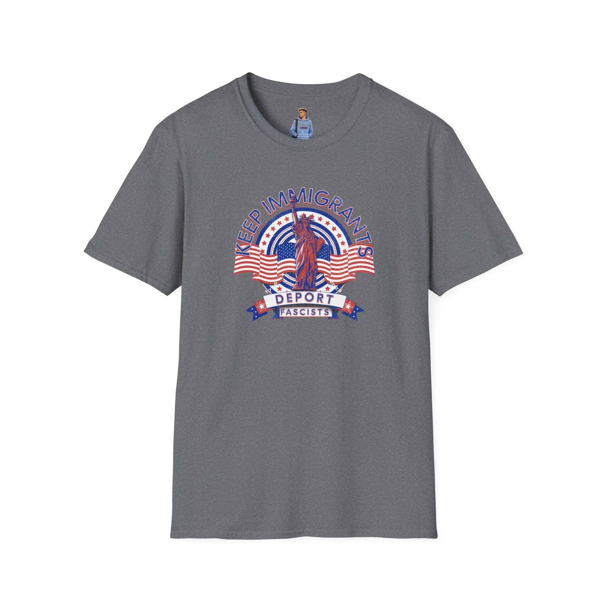 American Patriot - Keep Immigrants Deport Fascists Unisex T-Shirt - Celebrate Freedom & Diversity