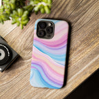 Pastel Marble Tough Phone Case iPhone — Swirled Pink & Blue Protective Cover