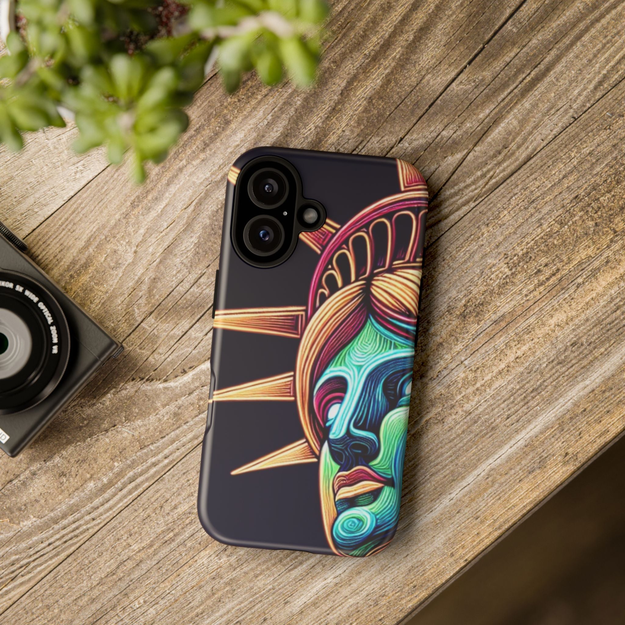 Statue of Liberty Neon Glowing Art Tough Case for Android & iPhone