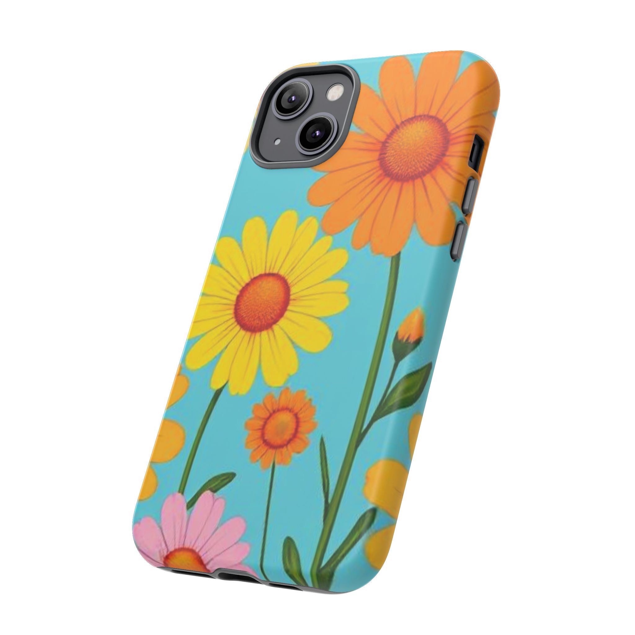 Floral Tough Phone Case for iPhone — Bright Daisy Garden Protective Cover