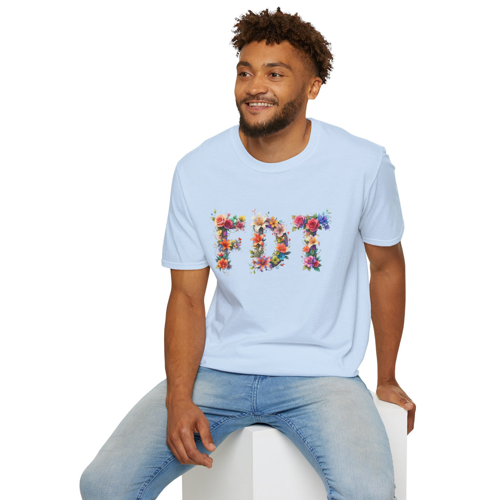 FDT Floral Letter Tee — Bold Floral Typography T-Shirt