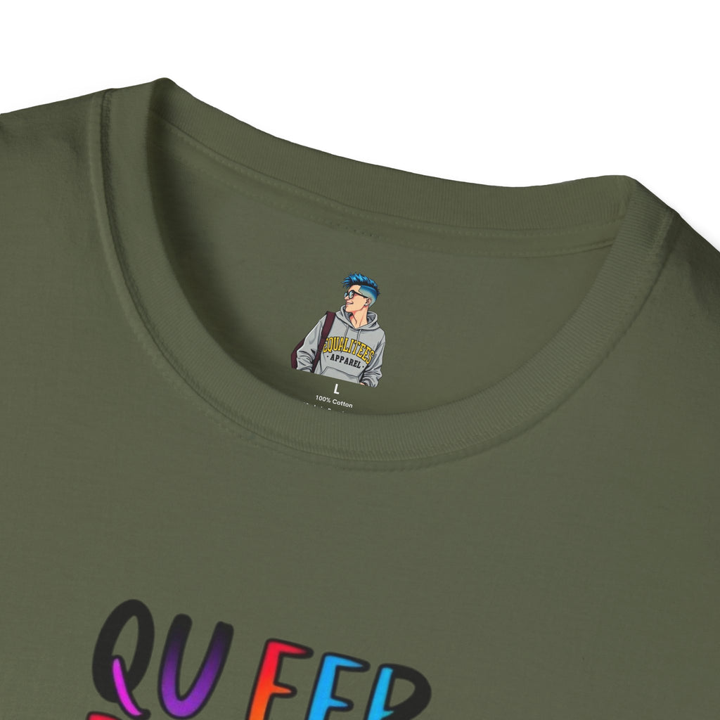 Queer Pride Unisex Softstyle T-Shirt - "Queer People Belong Everywhere"
