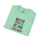 Queer Pride Unisex Softstyle T-Shirt - "Queer People Belong Everywhere"