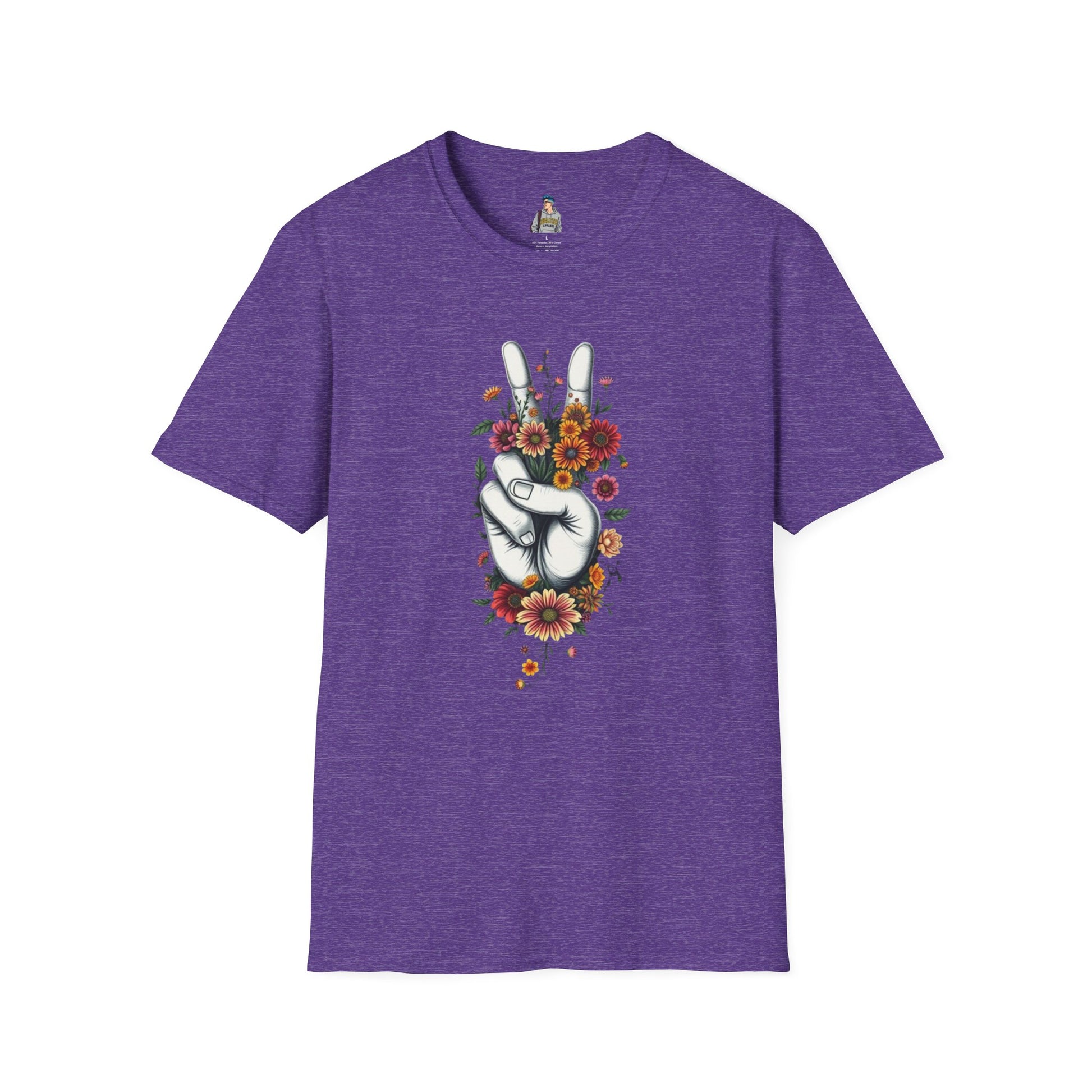 Grow Peace Unisex Softstyle T-Shirt - Boho Inspiration, Perfect for Festivals and Everyday Wear