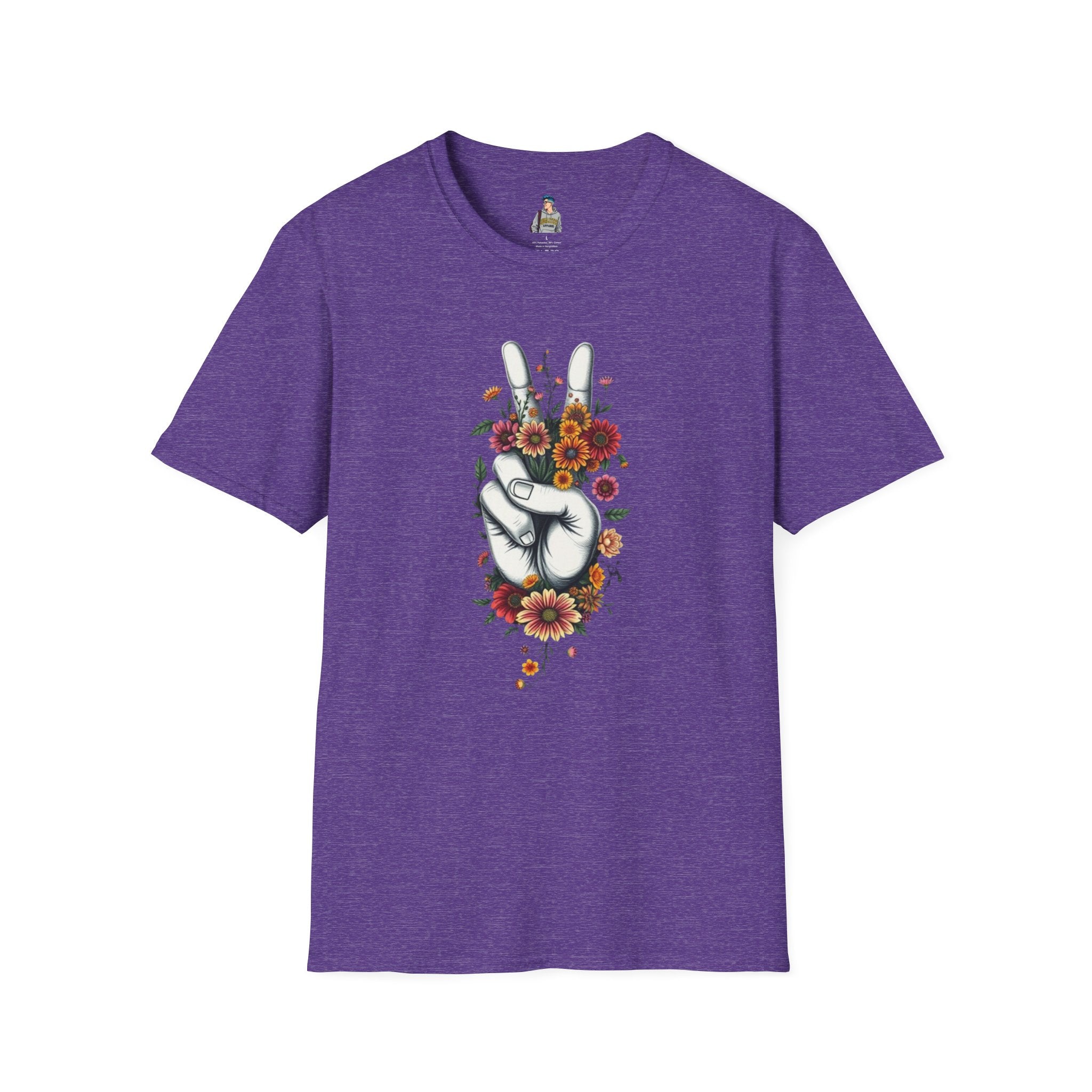 Grow Peace Unisex Softstyle T-Shirt - Boho Inspiration, Perfect for Festivals and Everyday Wear