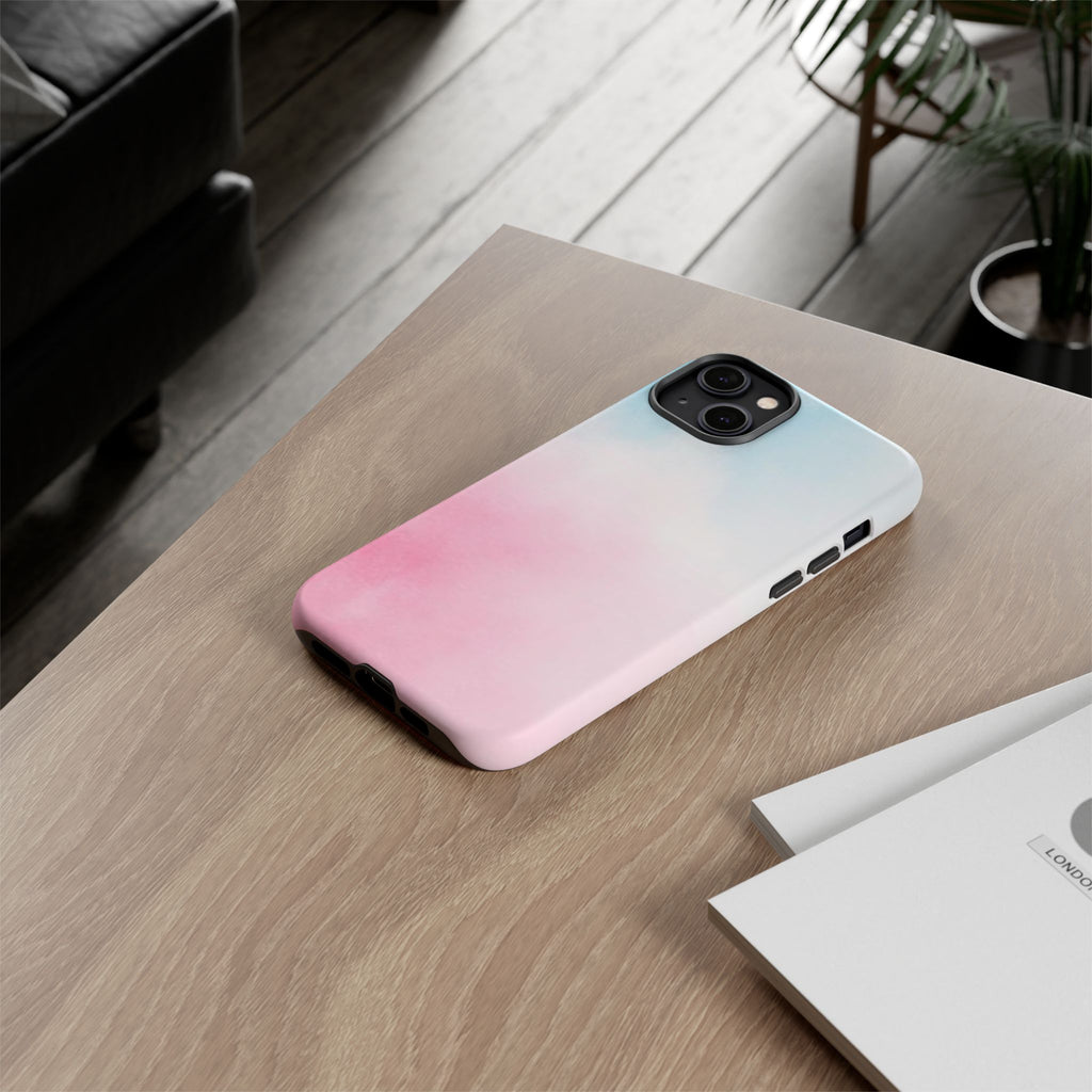 Pastel Cloud Tough Phone Case for iPhone Pink & Blue Gradient Protective Cover