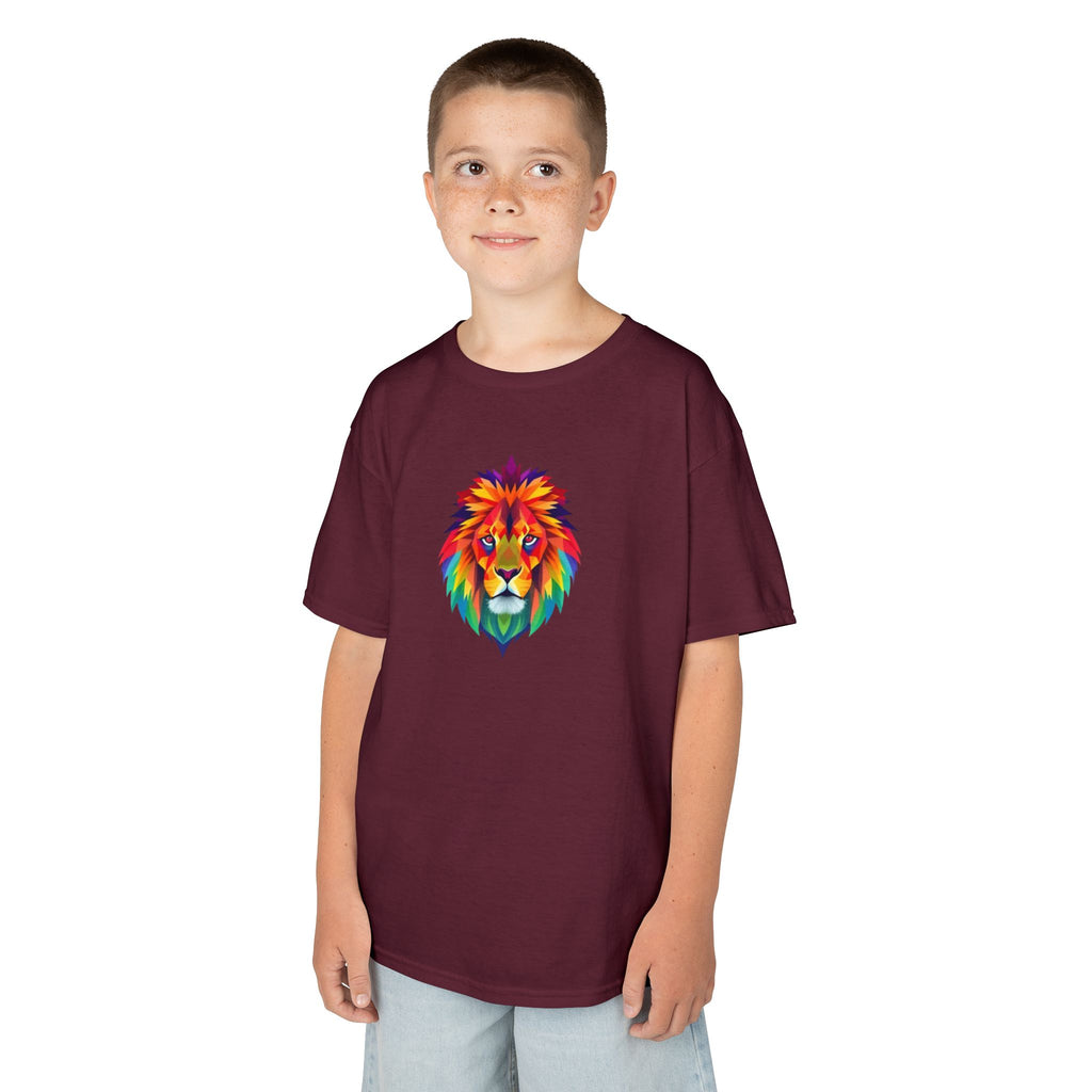 Colorful Fractal Lion Kids Heavy Cotton Tee