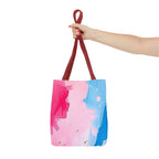 Pink, White and Blue Watercolor on Canvas Design - Tote Bag