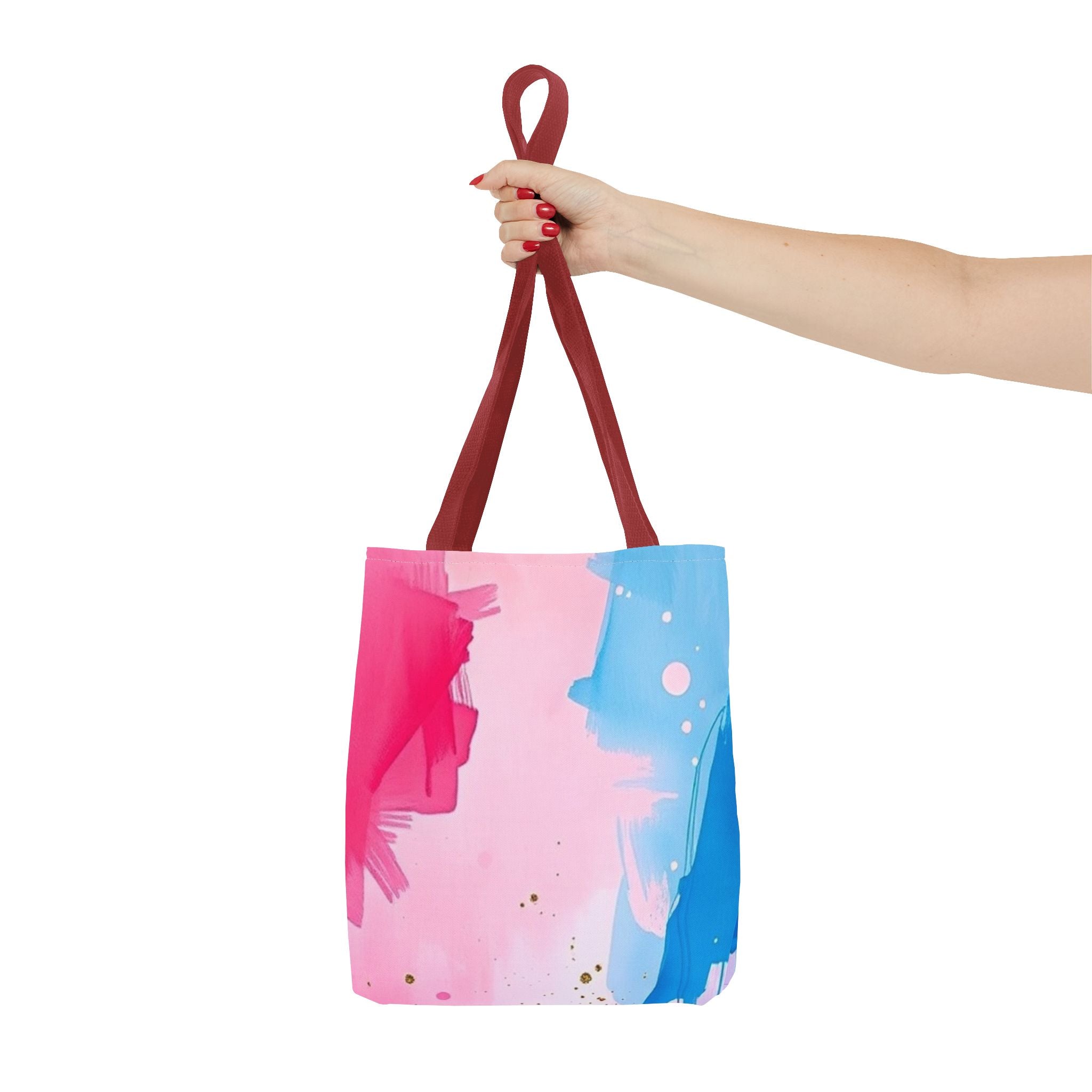 Pink, White and Blue Watercolor on Canvas Design - Tote Bag