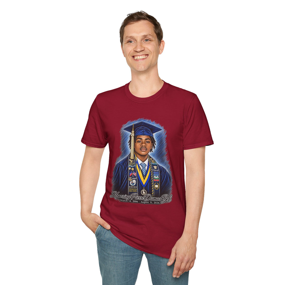 Portrait Front and Back - In Memory of Pierre Damas Bel T-Shirt