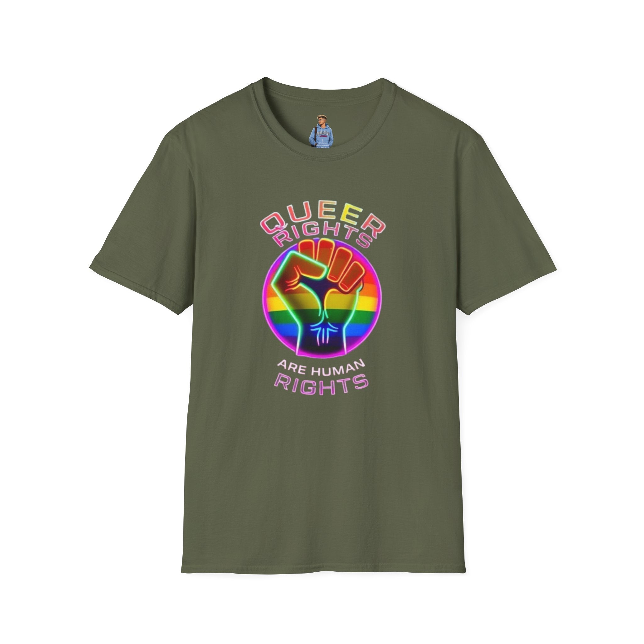 Unisex Softstyle T-Shirt - Queer Rights Are Human Rights Statement Tee
