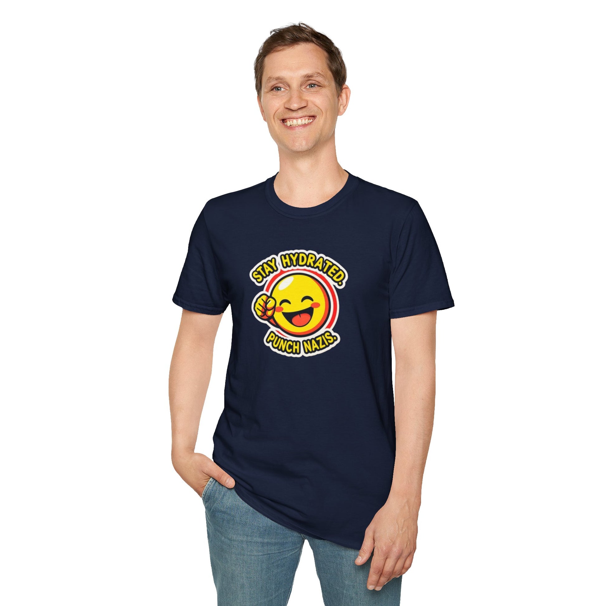 Stay Hydrated, Punch Nazis Funny Emoji T-Shirt