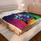 Fractal Wolf Velveteen Plush Blanket