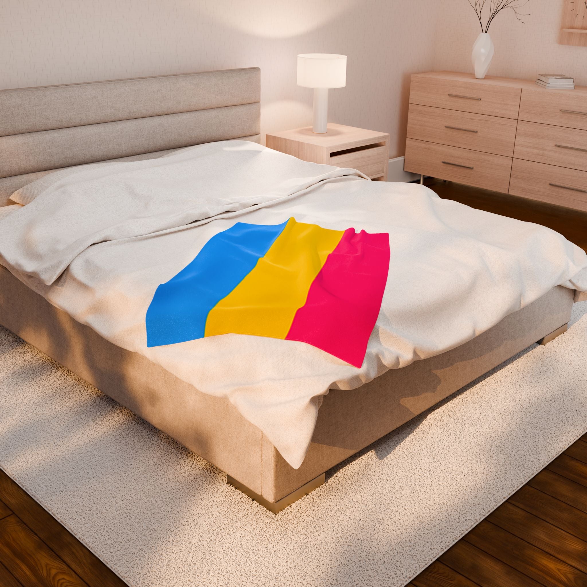Pansexual Flag - Colorful Velveteen Plush Blanket
