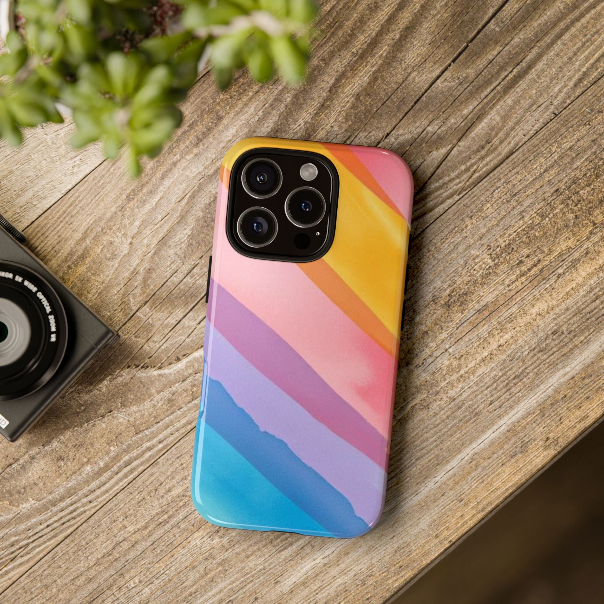 Colorful Diagonal Watercolor Tough Phone Case for iPhone