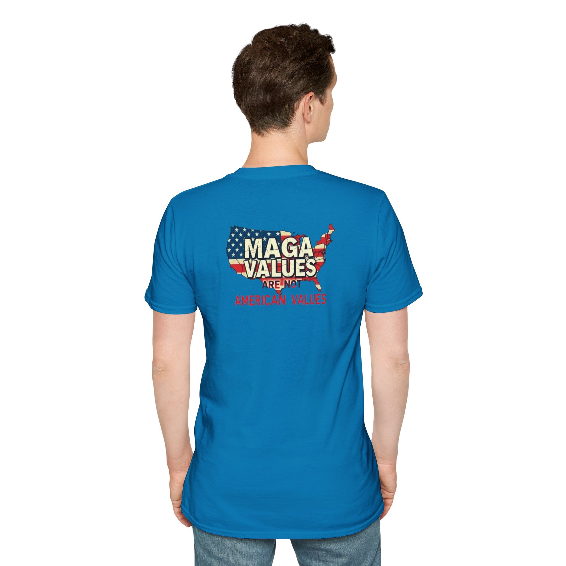 Unisex Softstyle T-Shirt - 'Patriots Don't Vote for Traitors' with USA Flag Design
