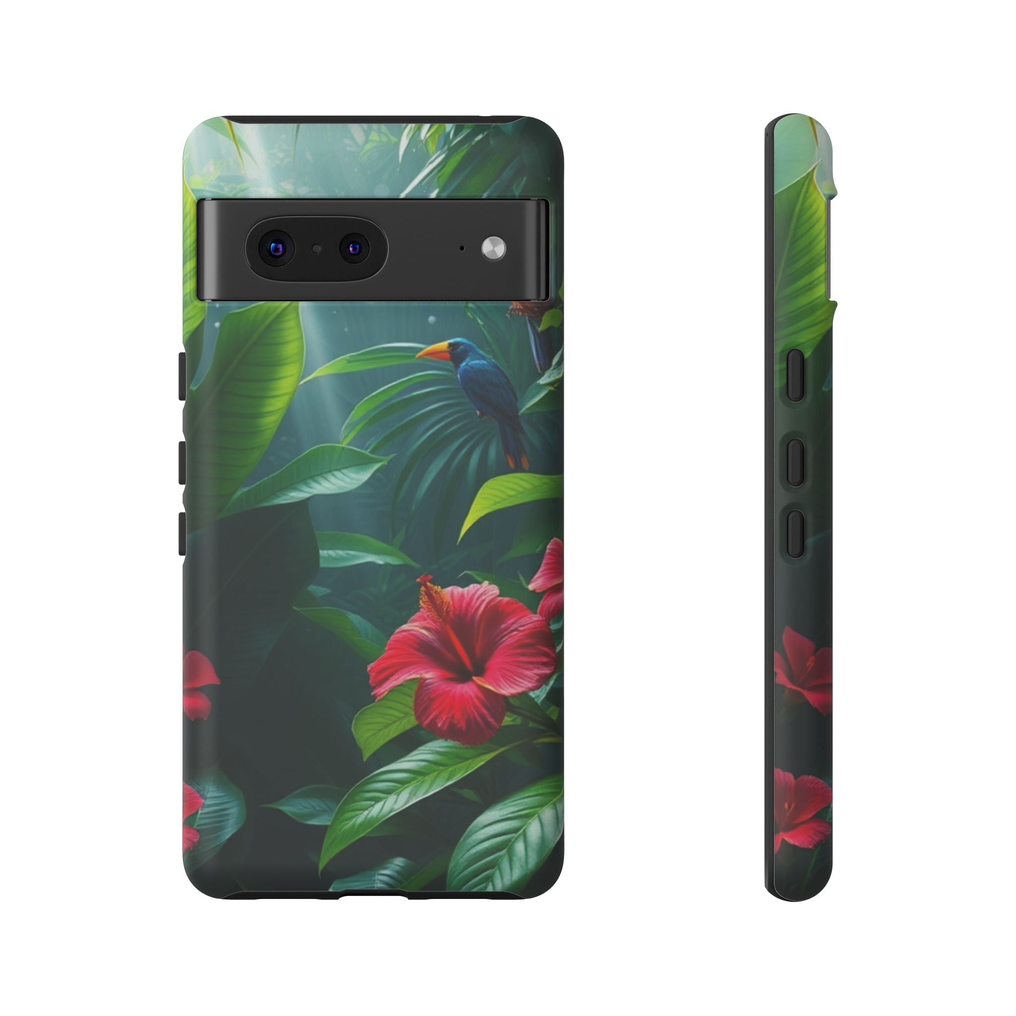 Android OR iPhone Compatible Cases - Tropical Flower & Bird Design - Unique Tough Cases