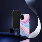 Pastel Marble Tough Phone Case iPhone — Swirled Pink & Blue Protective Cover