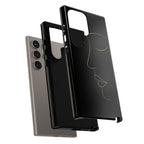 Android OR iPhone Compatible Cases - Gold Line Face Design - Unique Tough Cases