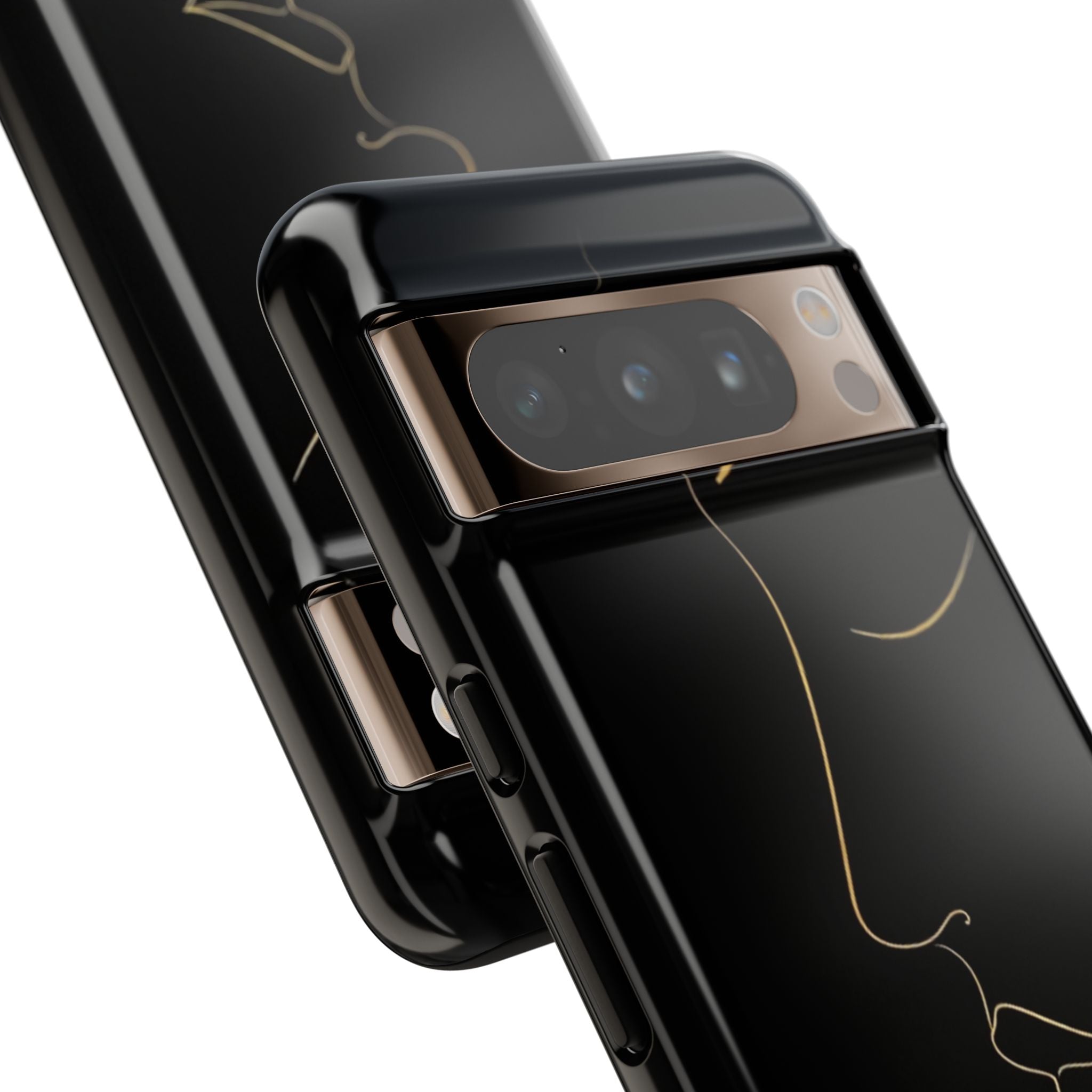Android OR iPhone Compatible Cases - Gold Line Face Design - Unique Tough Cases